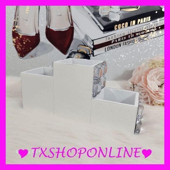 { bebe } Silver like Rhinestone mirrored Brushes, pencil, pens Organizer NWT - Picture 4 of 6